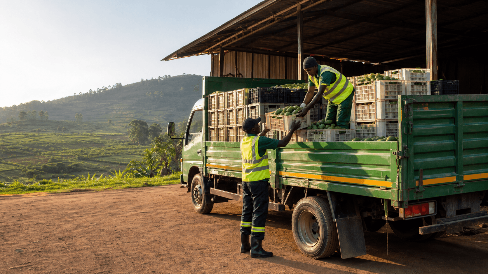Agricultural produce being loaded onto a truck in Tanzania